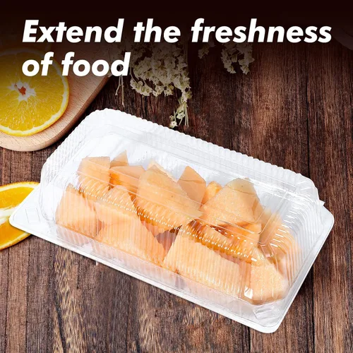 Miniatura 5 de MANSHU 100 recipientes de plástico transparente para llevar, recipiente desechable de postre con tapa, para ensaladas, pasta, sándwiches