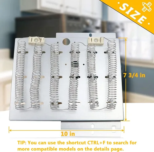 Miniatura 5 de Elemento calefactor de secadora 964p3 61927, sustituye al número de pieza 964p3 61927 D510329p 61195, compatible con los modelos ADE3SRGS173TW01