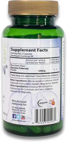 Miniatura 2 de Bioxtron Suplemento Natural de Células Madre en Cápsulas - Algas Azules y Verdes, Espirulina, Apoyo Energético - 60 Cápsulas