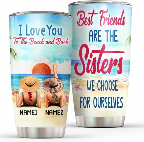 Miniatura 16 de Vaso personalizado con texto en inglés "Some Girls Are Just Born With The Beach", regalo para mejores amigas, hermanas, mejores amigas de una mujer