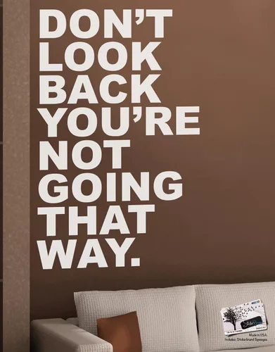 Miniatura 3 de Calcomanía de vinilo con citas motivacionales para pared, diseño con texto en inglés «Don't Look Back You're Not Going That Way» #6053, 30 x 19