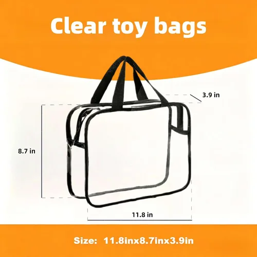 Miniatura 2 de Bolsa de almacenamiento transparente con cremallera, bolsas organizadoras para viajes en casa con asas, para bloques de construcción, rompecabezas