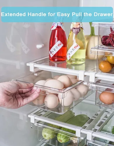 Miniatura 4 de Farochy Organizadores de Cajones para Refrigerador - Caja de Almacenamiento con Soporte para Huevos para Estante de Nevera para Frutas y Verduras