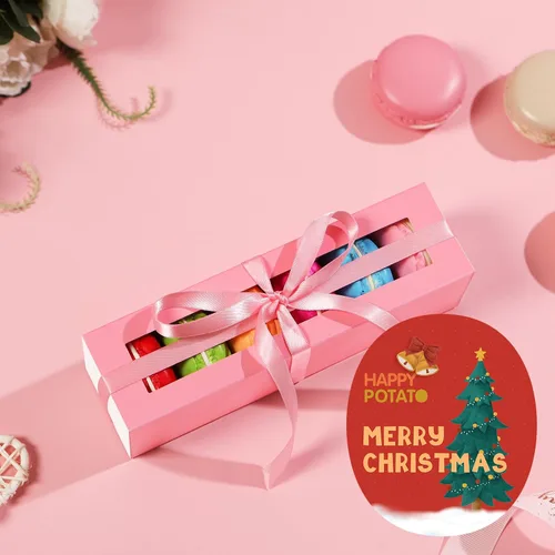 Miniatura 5 de HAPPY POTATO Paquete de 25 cajas de macarrones para 6, 7.2 x 1.9 x 1.9 pulgadas, cajas de embalaje de macarrones, cajas de macarrón rosa