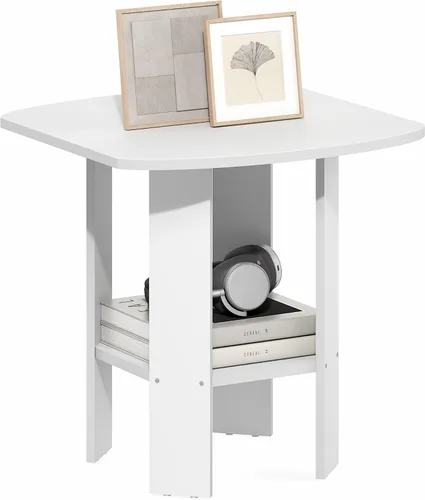 Miniatura 19 de Furinno DISEÑO SIMPLE - Mesa auxiliar de 2 niveles, mesita de noche, mesita con estantes abiertos, mesita de cama, para sala de estar, dormitorio