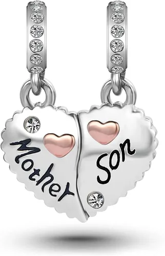 Miniatura 2 de Dijes de corazón a juego para madre, hijo, madre, hija, pareja, compatible con pulseras Pandora