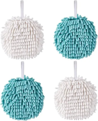 Miniatura 11 de Paquete de 4 toallas de mano de chenilla para baño, secado rápido, toalla de baño de manos con bucles para colgar, microfibra absorbente para secado