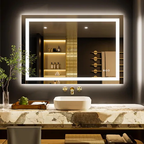 Miniatura 14 de LOAAO Espejo de Baño LED de 40"X32" con Luces, Antivaho, Regulable, Retroiluminación RGB + Iluminación Frontal, Espejo de Tocador de Baño