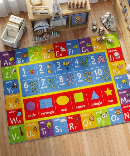 Miniatura 7 de KC Cubs Alfombra educativa antideslizante con alfabeto, números y formas de 3 x 3 pulgadas, para niños, guardería, aula, sala de juegos, guardería