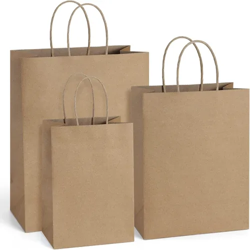 BagDream 75 bolsas de papel kraft de 5 x 3 x 8, 8 x 4.25 x 10, bolsas de regalo de 10 x 5 x 13 pulgadas con asas a granel para compras, venta al por