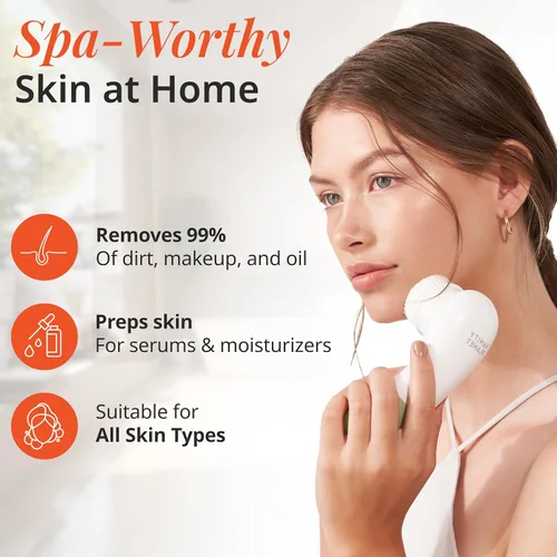 Miniatura 2 de Vanity Planet Raedia Cepillo de limpieza facial – Cepillo eléctrico de limpieza facial con 4 cabezales de cepillo exfoliantes – Impermeable, de Gris