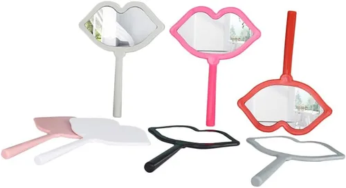 Miniatura 6 de Beavorty Espejo de maquillaje de viaje, 7 piezas, espejos cosméticos de mano, espejo de maquillaje en forma de labio, espejo de escritorio