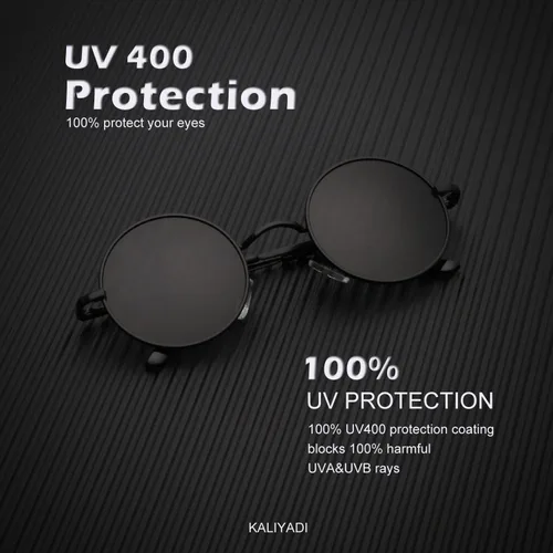 Miniatura 2 de KALIYADI Lentes de sol polarizados redondos para hombres y mujeres, estilo retro, de metal, hippie, estilo círculo, protección UV