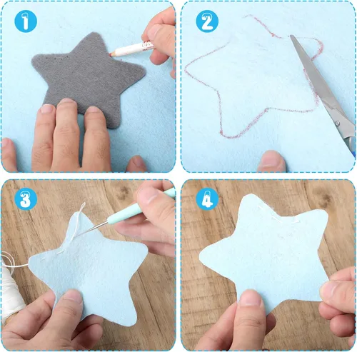 Miniatura 7 de Hojas de fieltro para manualidades, 9 piezas de 11.8 x 7.9 pulgadas, hojas de fieltro de lana rígida de tela suave, alfombra de retazos, piezas
