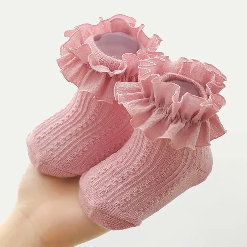 Miniatura 3 de Calcetines de princesa para recién nacidos, con volantes de encaje, para niñas pequeñas