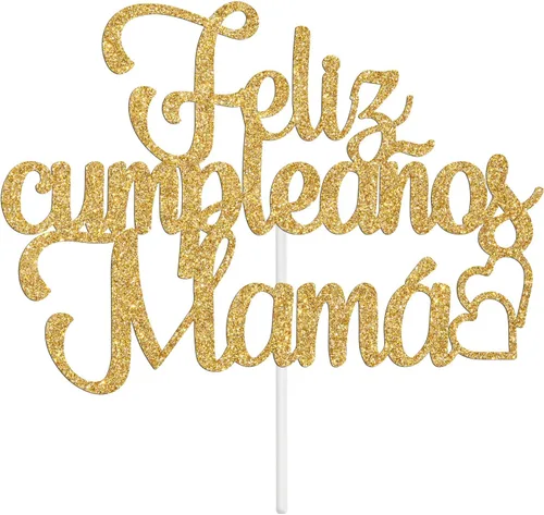 Miniatura 7 de Feliz Cumpleaños Mama Cake Topper, Best Mom Ever, Feliz Día de la Madre, Feliz Cumpleaños, Decoración de Fiesta de Mamá, Purpurina Dorada