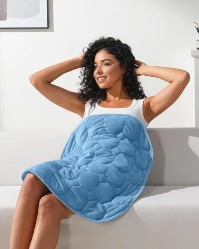 Miniatura 13 de Kivik Manta con peso para viajes, 5 libras, manta de regazo con peso de 29 x 33 pulgadas, cobertura de cuerpo completo y ligera, almohadilla de Gris