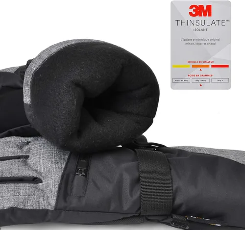 Miniatura 5 de Guantes de esquí impermeables para hombres y mujeres, guantes de snowboard 3M Thinsulate con media máscara de esquí para esquí, snowboard, palas
