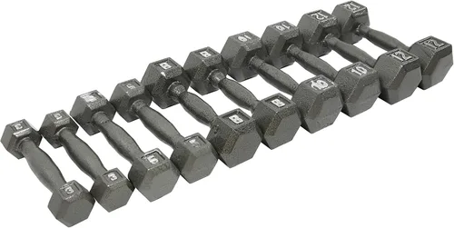Miniatura 2 de Ader - Juego de mancuernas hexagonales de hierro fundido, color gris