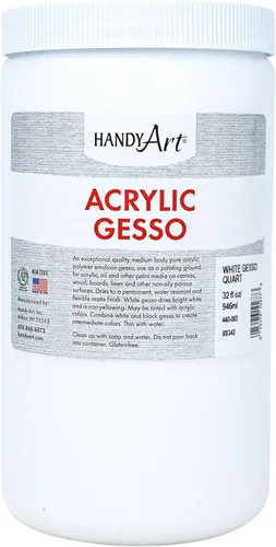 Miniatura 10 de Handy Art Gesso acrílico, 16 onzas, blanco, imprimación para lienzo, madera y superficies de pintura de artistas, mejora la adherencia de la pintura