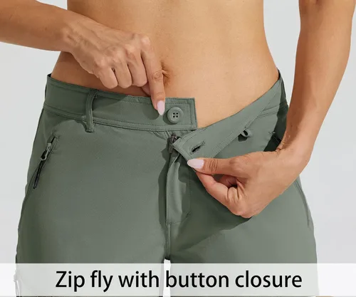 Miniatura 4 de Willit Pantalones cortos largos de senderismo para mujer de 10 pulgadas, de secado rápido, atléticos, de verano, con bolsillos