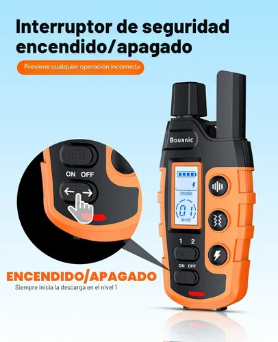 Miniatura 7 de Bousnic Collar de choque para perro, collar de entrenamiento para perros de 3300 pies con control remoto para perros pequeños, medianos y grandes