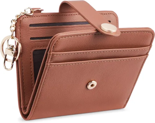 Miniatura 15 de POIUGOYA Billetera delgada para mujer, con bloqueo RFID, plegable, tarjetero con cremallera y bolsillo para monedas, ventana para identificación