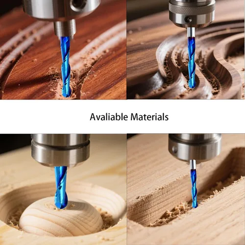 Miniatura 6 de Nariz esférica Cortador de fresado de extremo de 0.1 grados Fresas de enrutador CNC Herramienta de fresado en espiral con revestimiento nano azul