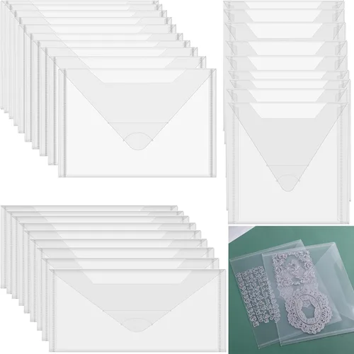 Miniatura 19 de Paquete de 10 bolsillos de almacenamiento de sellos y troqueles, sobres de almacenamiento de plástico de gran tamaño de 8.75 x 6 pulgadas, carpetas K