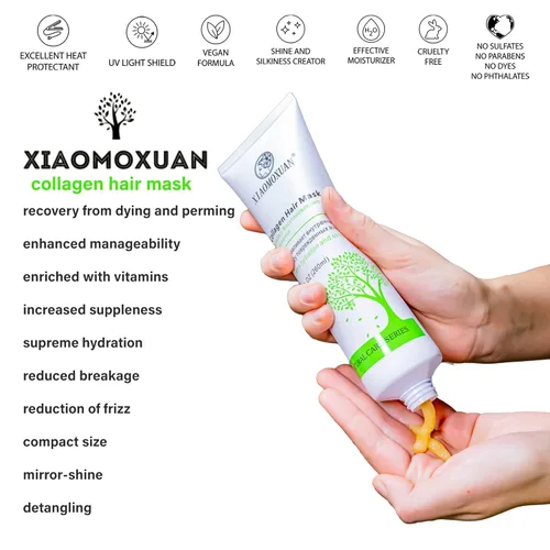 Miniatura 7 de Xiaomoxuan Máscara capilar de árbol de té para el cuidado del cabello encrespado con champú y acondicionador de colágeno, paquete sin sulfato