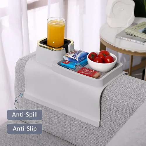 Miniatura 2 de HMASYO Bandeja Portavaso para Sofá - Bandeja de Silicona para Brazo de Sofá, Organizador de Bebidas y Bandeja para Control Remoto, Snacks, Celular