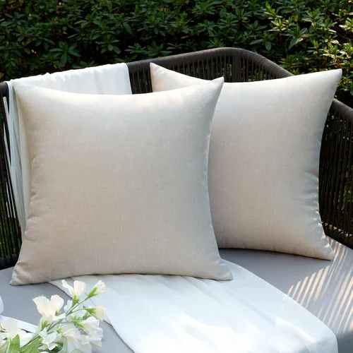 EMEMA Juego de 2 fundas de almohada decorativas rústicas de color beige de 18 x 18 pulgadas, para patio, sofá, hogar, cama, casa rural, decoración