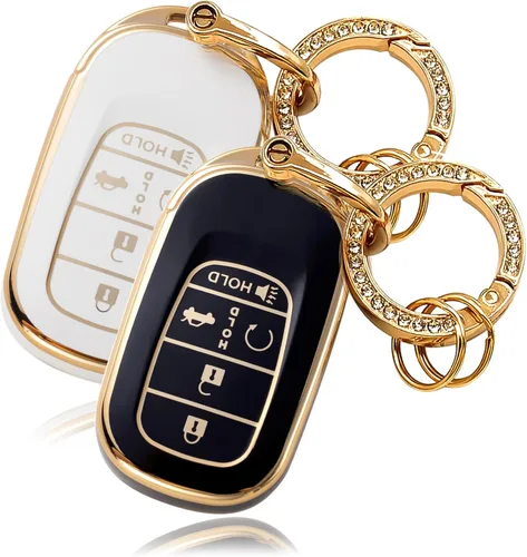 Miniatura 7 de Funda para llavero de coche para Honda 2022 2023 2024 2025 Civic CR-V XR-V con pulsera brillante con cuentas de silicona y llavero de diamante