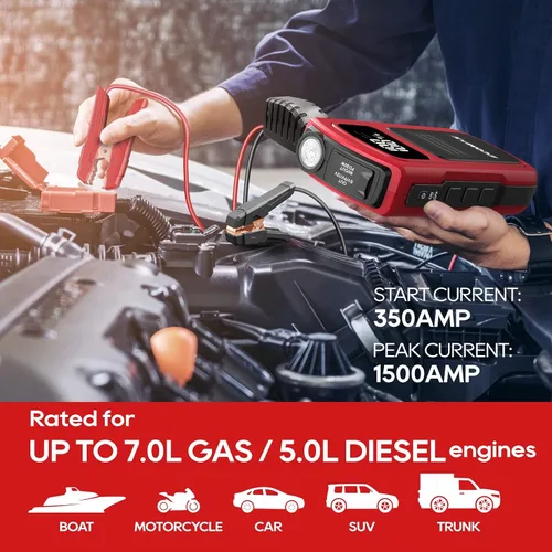 Miniatura 3 de ECOMAX ECA80 - Arrancador de batería de automóvil, 1500 A pico 15000 mAh portátil para arrancador de coche (7L Gas/5L Diesel) con carga rápida