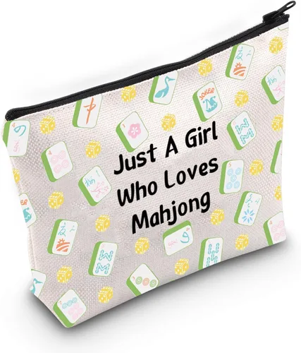 JXGZSO Lucky Mahjong Tiles Bag Just A Who Loves Mahjong - Bolsa de almacenamiento para el amante de Mahjong