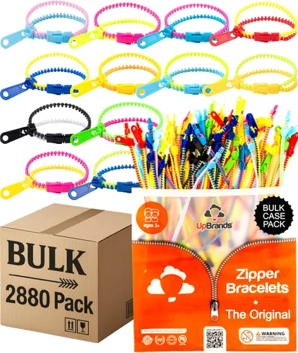 Miniatura 15 de UpBrands 120 pulseras de amistad con cremallera de 7.5 pulgadas, regalos de Pascua para niños, juguetes silenciosos para aliviar el estrés, kit