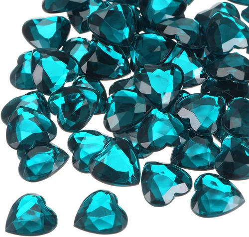 Miniatura 29 de MECCANIXITY 20 piezas de diamantes de imitación acrílicos de corazón de 0.787 pulgadas (0.787 in) con parte trasera plana, gemas de plástico