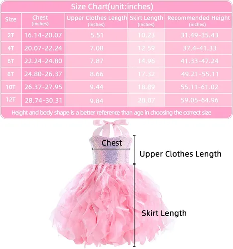 Miniatura 6 de Vestido tutú para niñas, vestido de tul con lentejuelas, vestido de princesa para niñas pequeñas, disfraz de fiesta de cumpleaños brillante