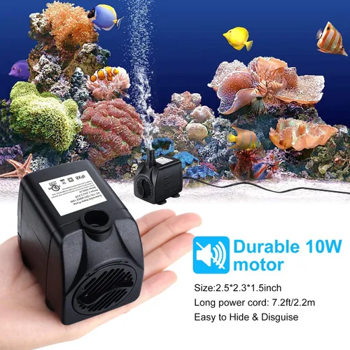 Miniatura 4 de CWKJ Bomba de fuente, 2 paquetes de bomba de agua sumergible de 160 GPH(10 W, 600 L/H), bomba de agua duradera para fuente al aire libre con cable