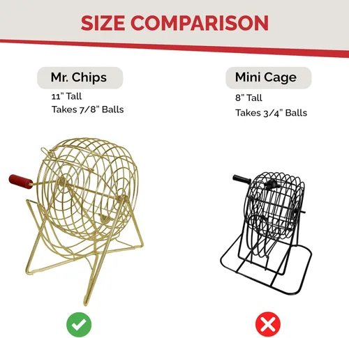 Miniatura 3 de MR CHIPS Jaula Profesional de Bingo de Acero de 11 Pulgadas – Solo para Bolas de Bingo de 7/8 Pulgadas