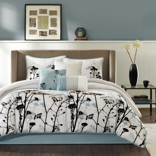 Miniatura 15 de Madison Park Quincy - Edredón acogedor con diseño de paisaje natural, ropa de cama para todas las estaciones, falda de cama a juego, almohadas