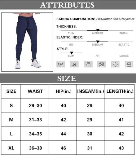 Miniatura 5 de MAIKANONG Pantalones deportivos ajustados para hombre, pantalones de entrenamiento para gimnasio, correr, atletismo, casual