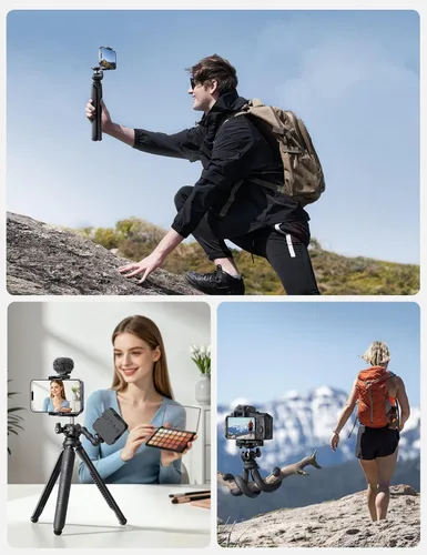 Miniatura 9 de Lamicall Trípode para iPhone - Trípode Flexible para Teléfono 3 en 1 con Control Remoto Inalámbrico - Soporte de Trípode para iPhone para Grabación