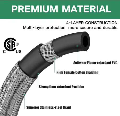 Miniatura 3 de Regulador de propano ajustable de alta presión de 4 pies 0-30 PSI, regulador de 30 psi, manguera de propano trenzada de acero inoxidable QCC1/Tipo 1