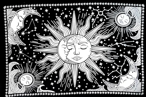 Miniatura 3 de ICC - Tapiz de sol y luna, tapiz de sol blanco y negro, sábana para colgar en la pared, decoración de habitación, tapices estéticos de arte místico