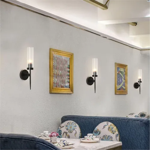 Miniatura 5 de BOKT Apliques de baño modernos de mediados de siglo, iluminación de pared, lámpara de pared vintage negra de tocador, lámpara de pared cilíndrica