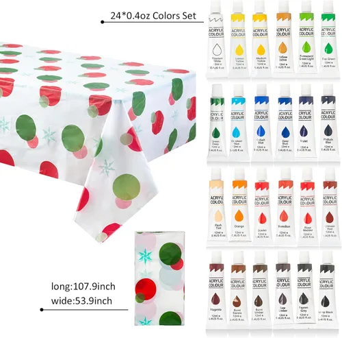 Miniatura 3 de Rabbitale Juego de 105 piezas de suministros de pintura artística para fiestas, 50 pinceles, 24 pinturas acrílicas, 5 caballetes de madera, paneles