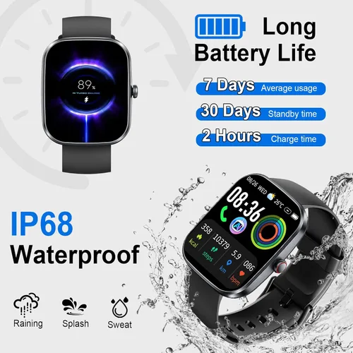 Miniatura 7 de uaue Reloj inteligente AI con ChatGPT, reloj inteligente de llamadas Bluetooth de 1.91 pulgadas para hombres y mujeres, más de 110 modos de fitness