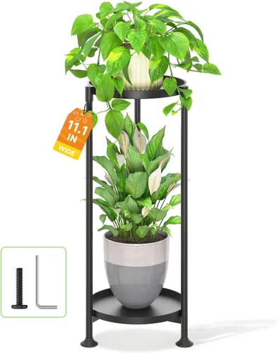 Miniatura 21 de LASZOLA Soporte plegable para plantas de interior de 7 niveles para múltiples macetas grandes, estante ajustable alto y resistente con bandeja de 10