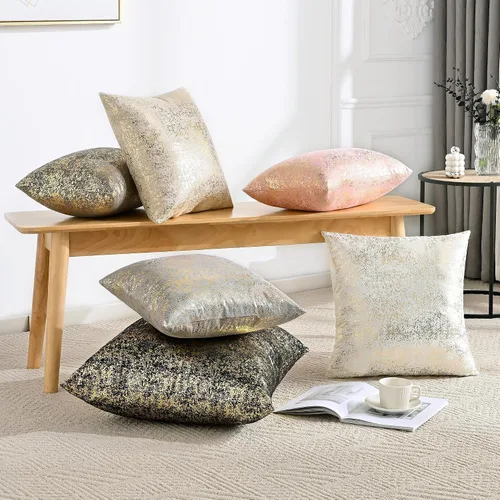 Miniatura 3 de JELLYMONI Juego de 2 fundas de almohada decorativas brillantes, fundas de almohadas decorativas con purpurina dorada de 16 x 16 pulgadas para sala